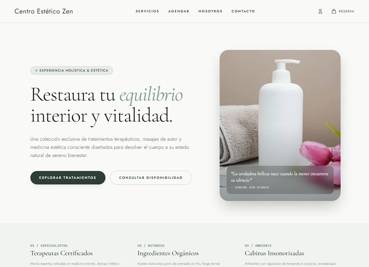 Imagen del proyecto Centro Estético Zen — SPA & Bienestar